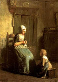 Neuhuijs Albert The Knitting Lesson A4 Photo Print