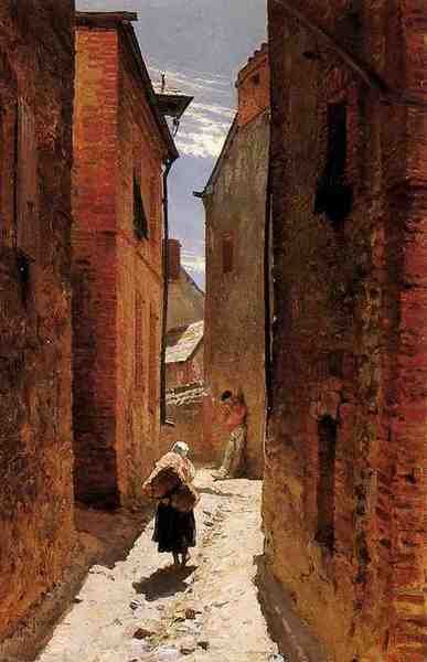 Neuville Alphonse De Street In The Old Town A4 Photo Print
