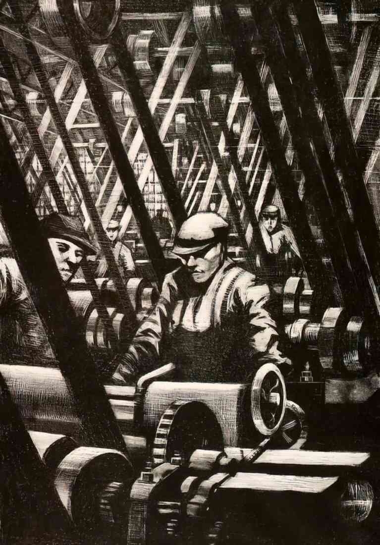 Nevinson building aircraft acetylene welder 2 A4 Photo Print