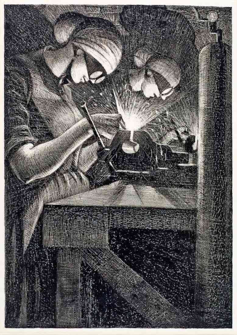 Nevinson building aircraft acetylene welder A4 Photo Print