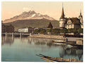 New Bridge and Pilatus Lucerne I Vintage A4 Photo Print
