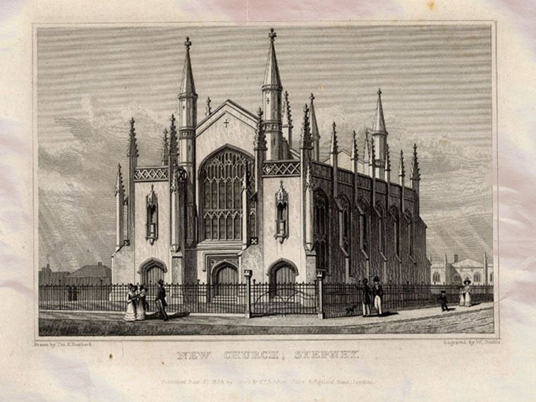 New Church Stepney London England 1827 Vintage A4 Photo Print