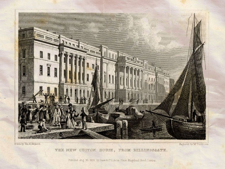 New Custom House Billingsgate London England Shepherd 1827 Vintage A4 Photo Print