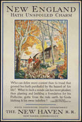 New England Travel Vintage Retro Advert Ads A4 Photo Print