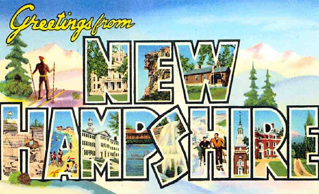 New Hampshire Luggage Label Vintage A4 Photo Print