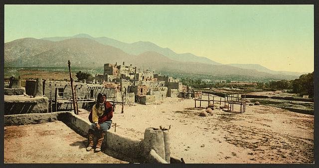 New Mexico Pueblo de Taos Vintage A4 Photo Print