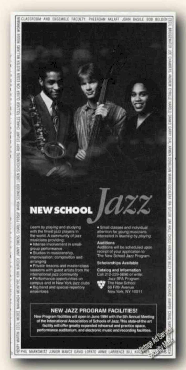 New School Jazz Vintage Retro Advert Ads A4 Photo Print