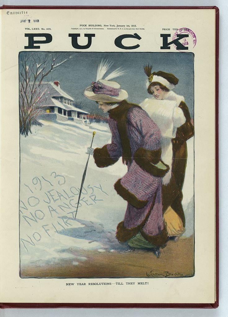 New Year resolutions till they melt 1913 PUCK A4 Photo Print