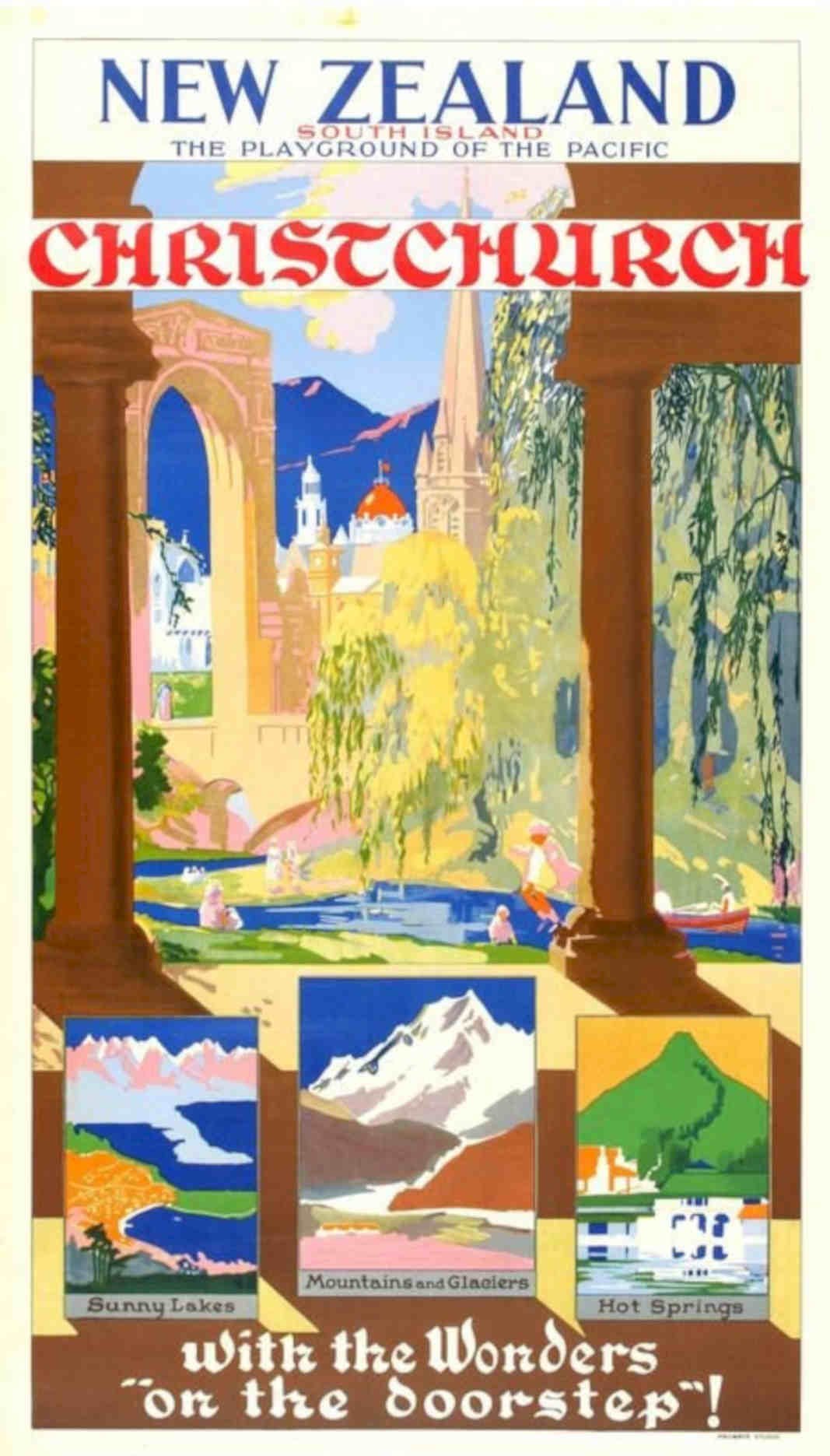 New Zealand Christchurch Vintage Retro Advert Poster A4 Photo Print