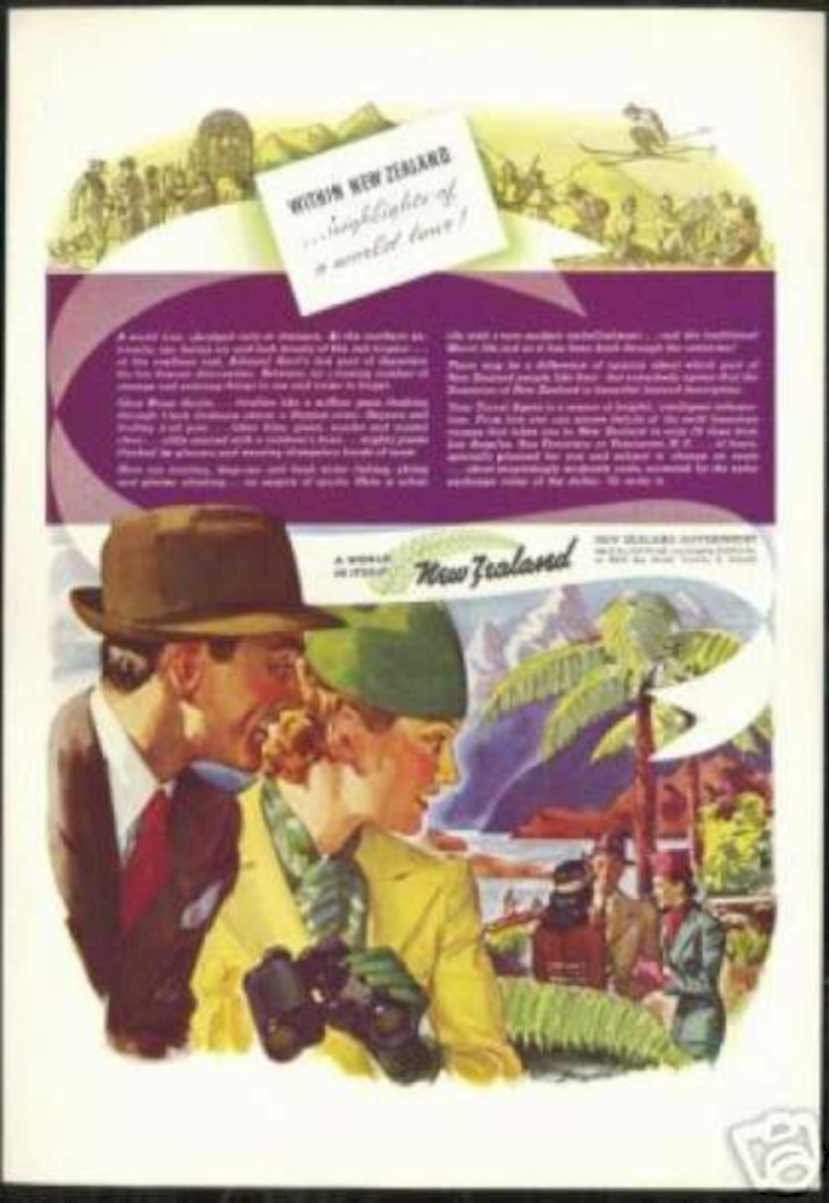New Zealand Highlights Vintage Retro Advert Ads A4 Photo Print