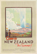 New Zealand Waterfall Vintage Retro Advert Poster A4 Photo Print