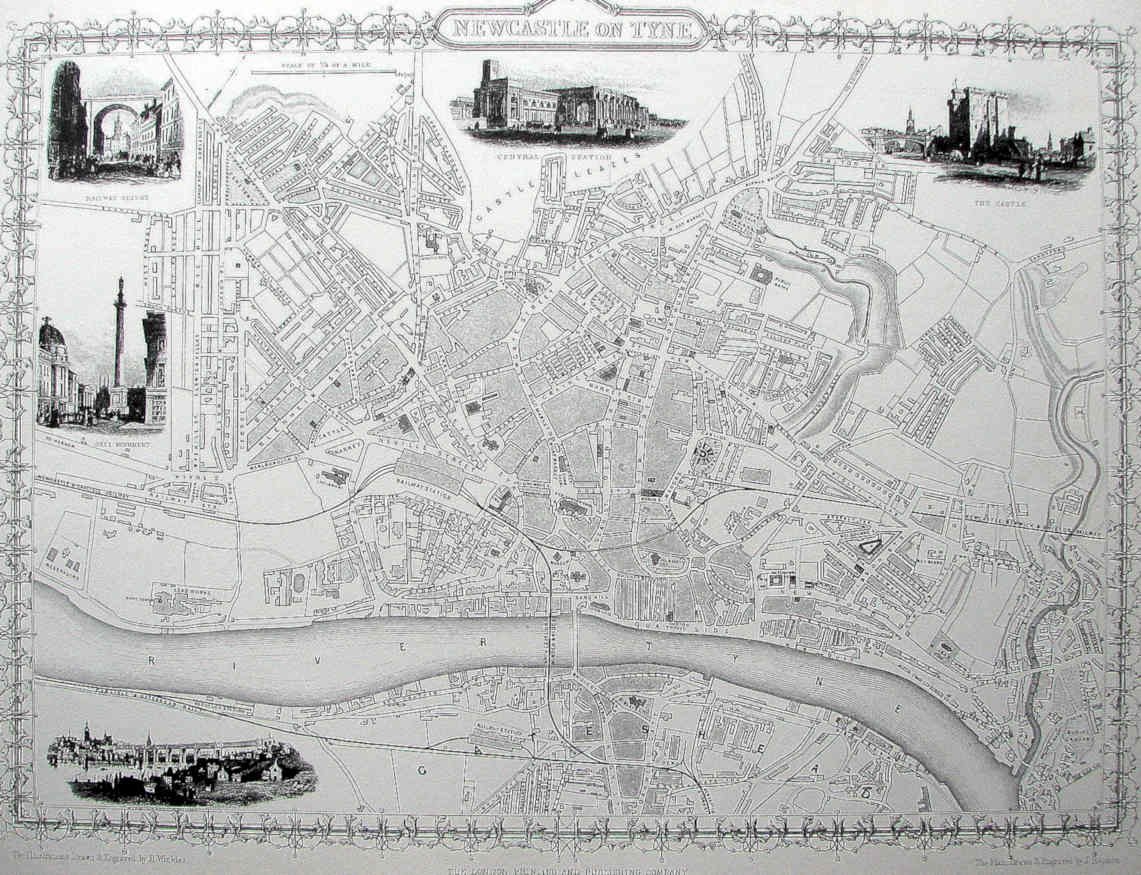 Newcastle Tyne Map Vintage Retro Advert Poster A4 Photo Print