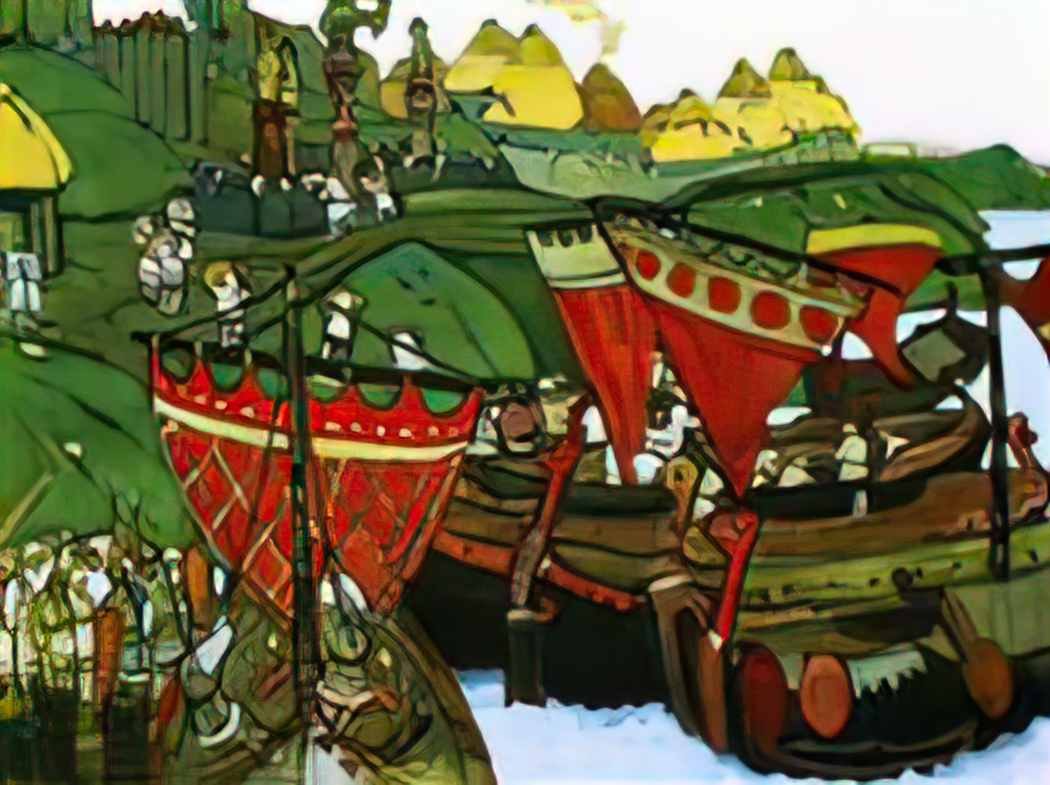 Nicholas Roerich ancient russians at dnieper 1905 Art A4 Photo Print