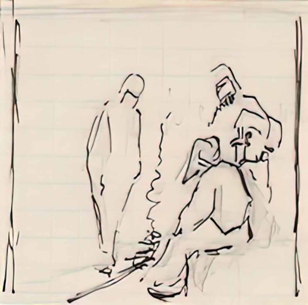 Nicholas Roerich cursory sketch of three figures by bonfire Art A4 Photo Print
