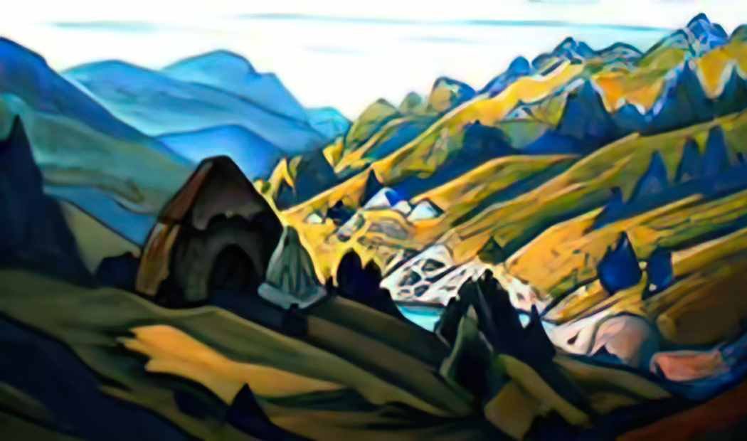 Nicholas Roerich hermit by the misterious stone unknown old man has settled 1941 Art A4 Photo Print