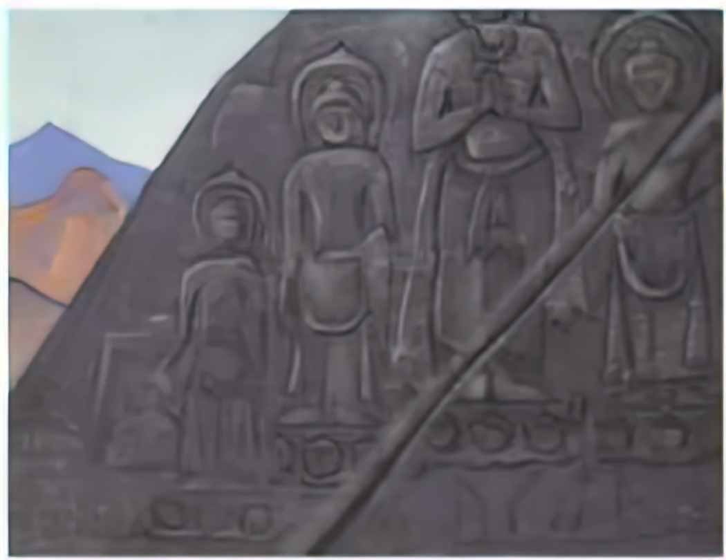 Nicholas Roerich rock relief of buddha 1928 Art A4 Photo Print