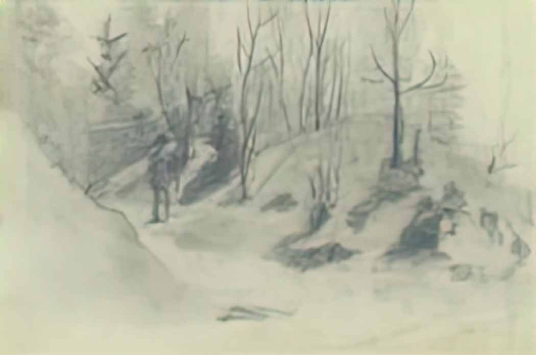 Nicholas Roerich sketch of countryside Art A4 Photo Print