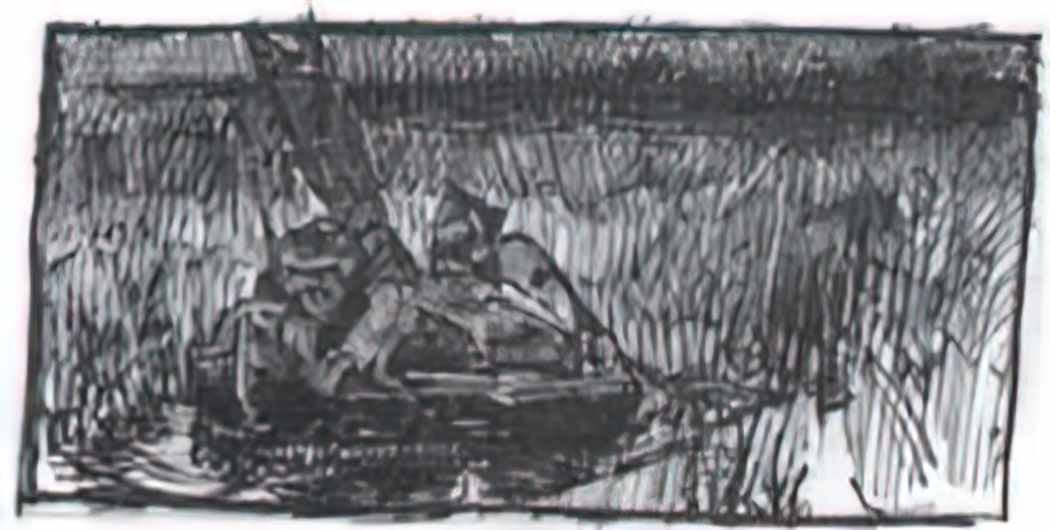 Nicholas Roerich sketch of two hunters in boat Art A4 Photo Print