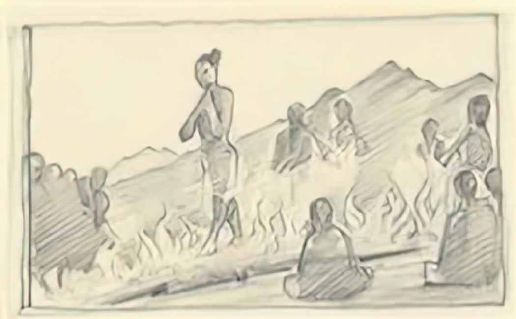 Nicholas Roerich study of walkers over the fire Art A4 Photo Print
