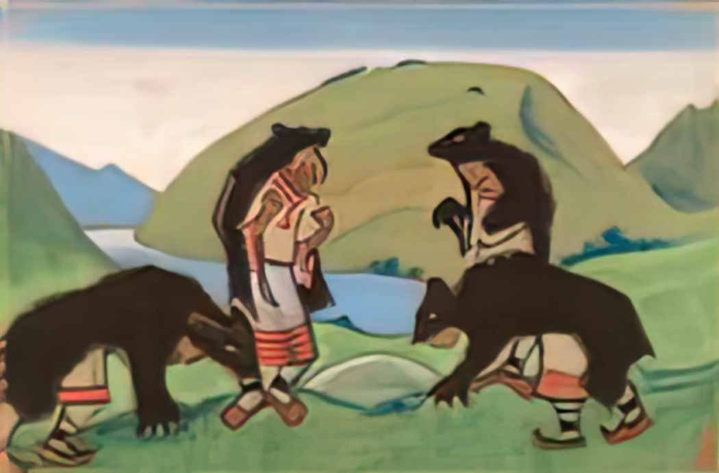 Nicholas Roerich the elders weared in bear hides 1944 Art A4 Photo Print