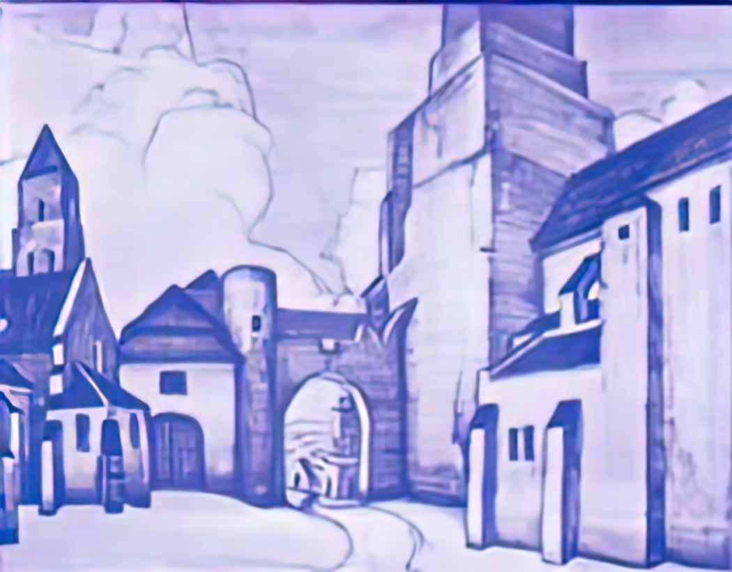 Nicholas Roerich yard in front of castle 1916 Art A4 Photo Print