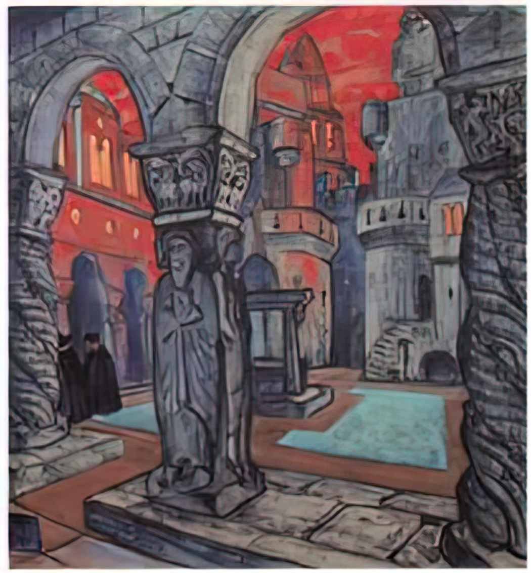 Nicholas Roerich yard of castle 1913 Art A4 Photo Print