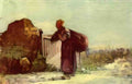 Nicolae Grigorescu french peasant woman with a bag on her back Art A4 Photo Print