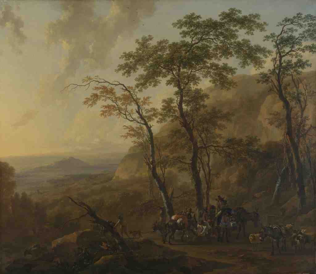 Nicolaes Berchem Mountainous Landscape with Muleteers A4 Photo Print