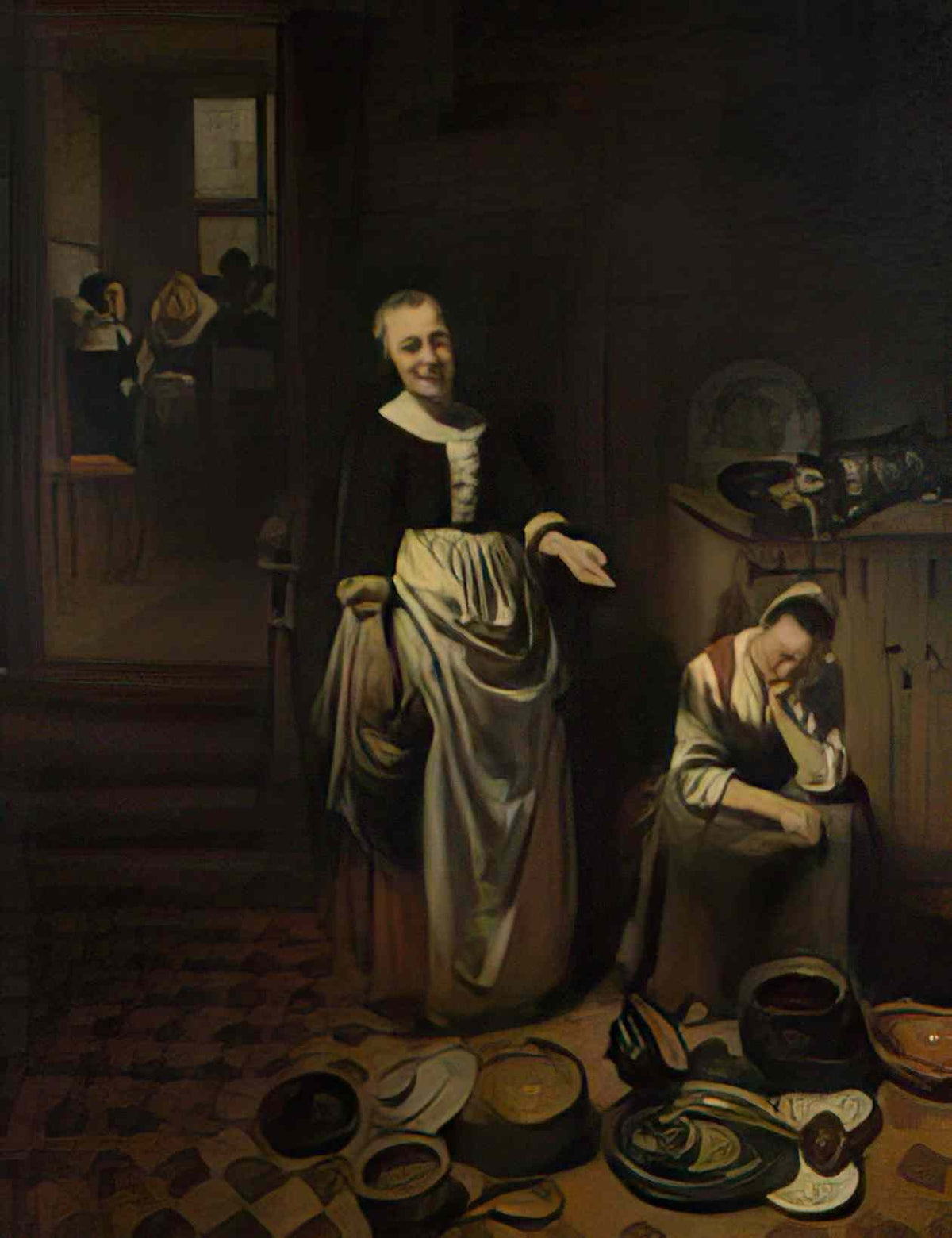 Nicolaes Maes interior with a sleeping maid the idle servan 1655 Art A4 Photo Print