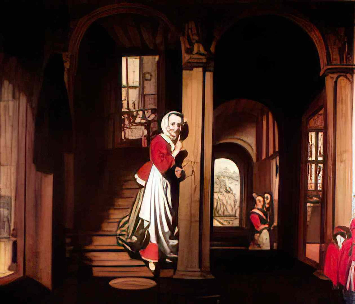 Nicolaes Maes the eavesdropper 1657 Art A4 Photo Print