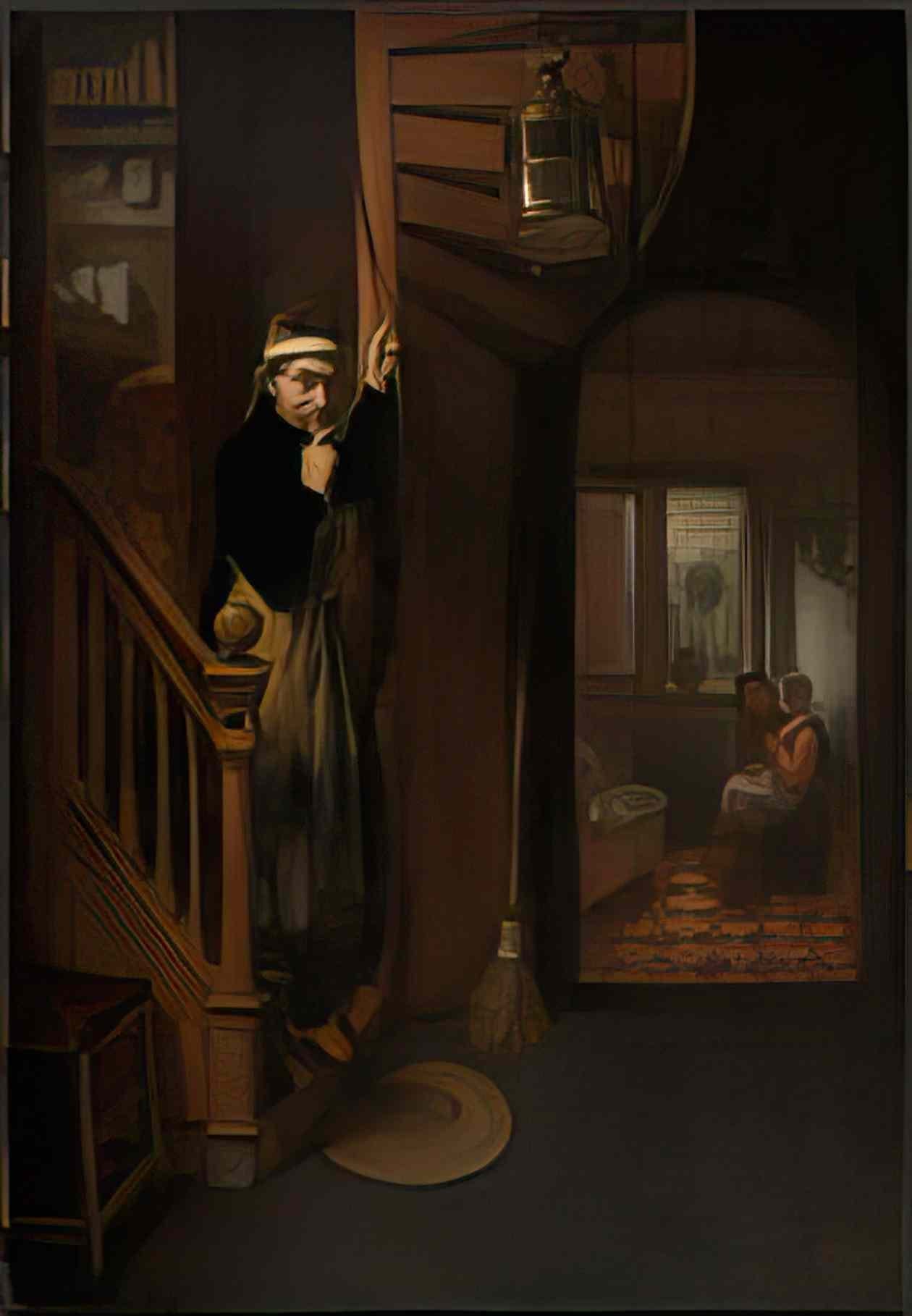 Nicolaes Maes the eavesdropper Art A4 Photo Print