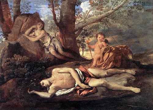 Nicolas Poussin Echo Narcissus  A4 Photo Print