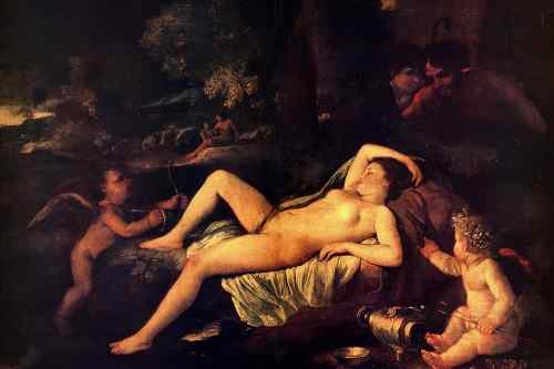 Nicolas Poussin Poussin Nicholas Sleeping Venus and Cupid  A4 Photo Print