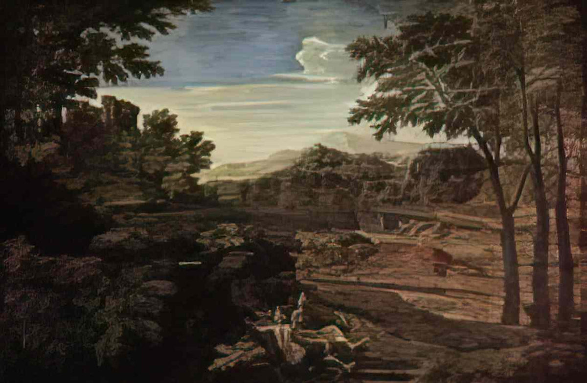 Nicolas Poussin landscape with a man killed by a snake 1648 Art A4 Photo Print