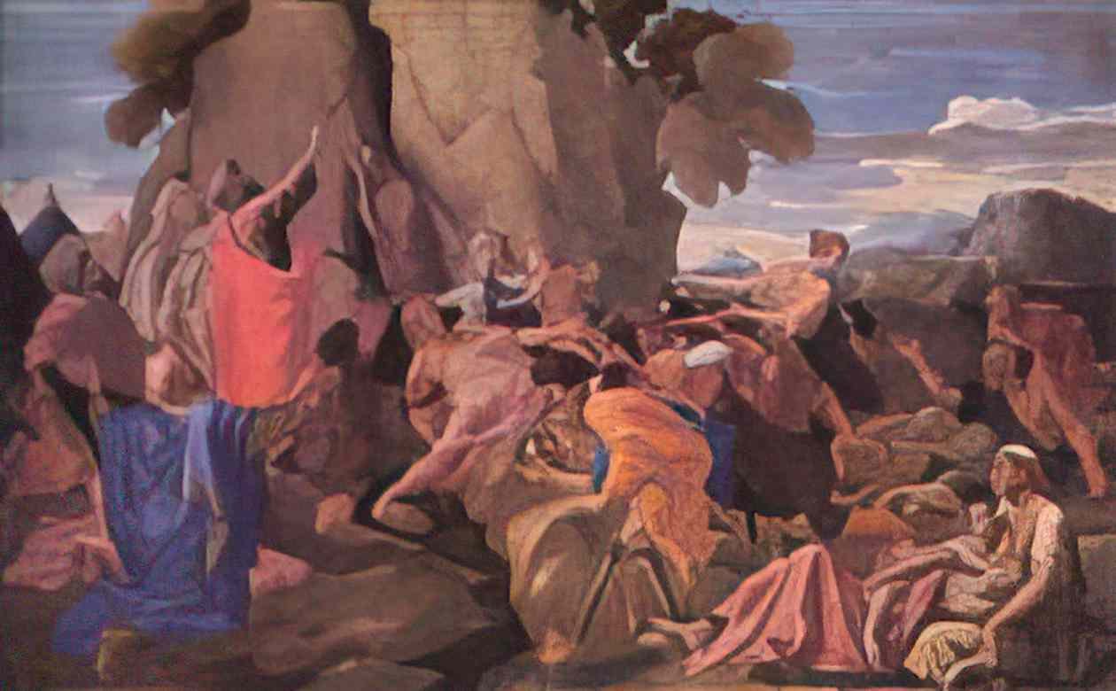 Nicolas Poussin moses striking water from the rock 1649 Art A4 Photo Print