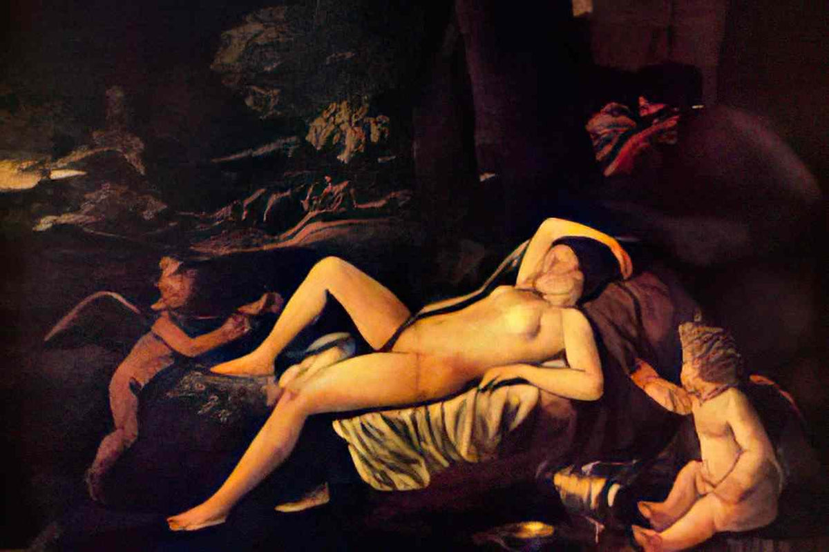 Nicolas Poussin sleeping venus and cupid Art A4 Photo Print