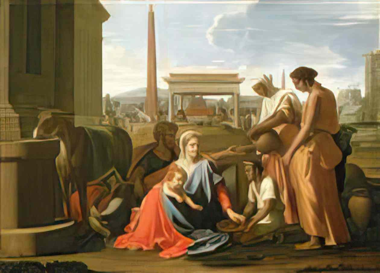 Nicolas Poussin the rest on the flight into egypt Art A4 Photo Print
