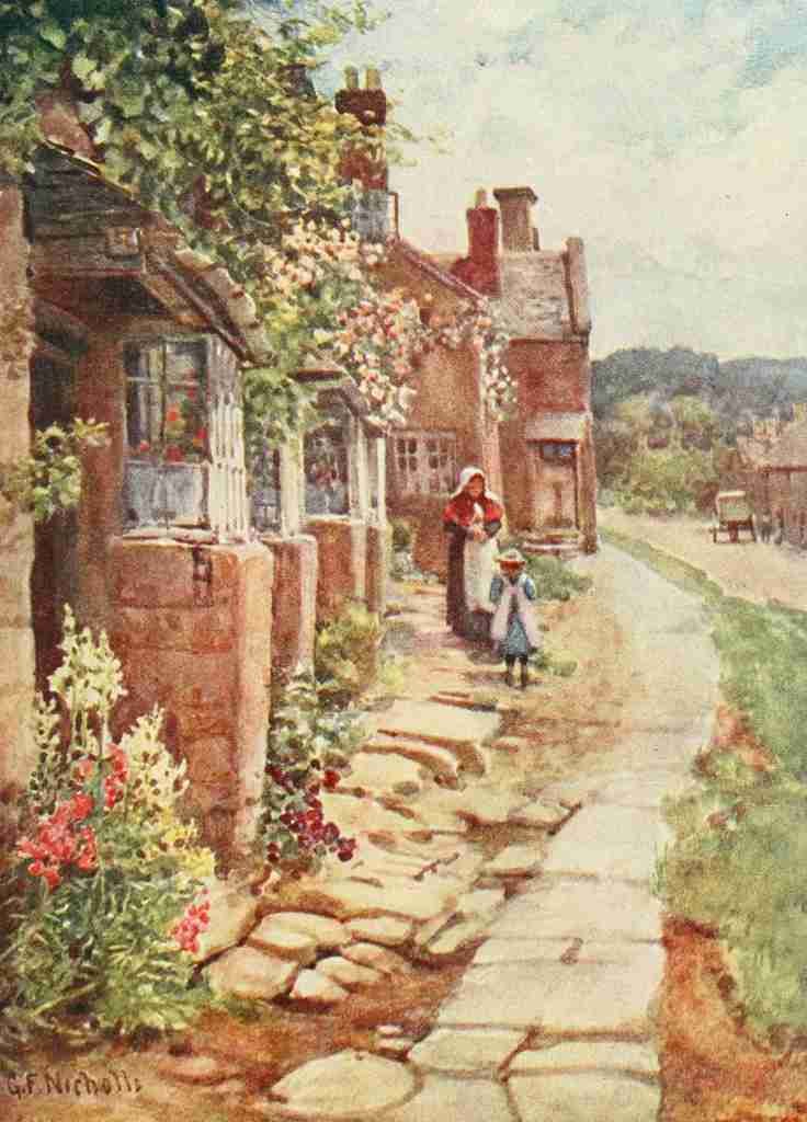 Nicolls George F 1885 1937 Cotswolds 1920 Old Houses Broadway A4 Photo Print