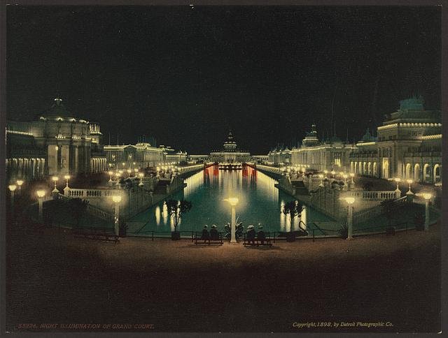 Night illumination Grand Court Vintage A4 Photo Print