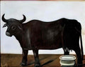 Niko Pirosmani black buffulo on a white background(1) Art A4 Photo Print