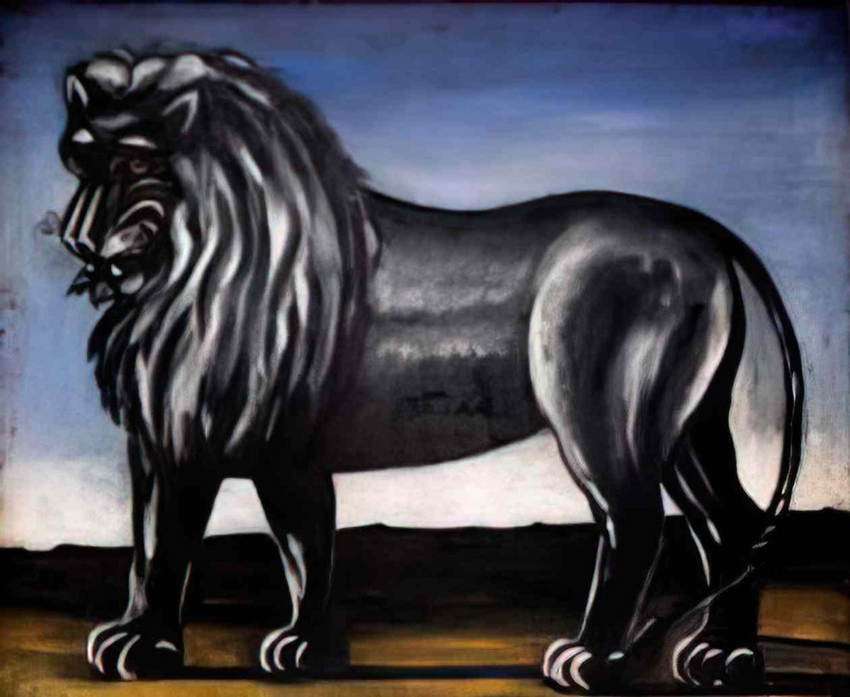 Niko Pirosmani black lion(1) Art A4 Photo Print
