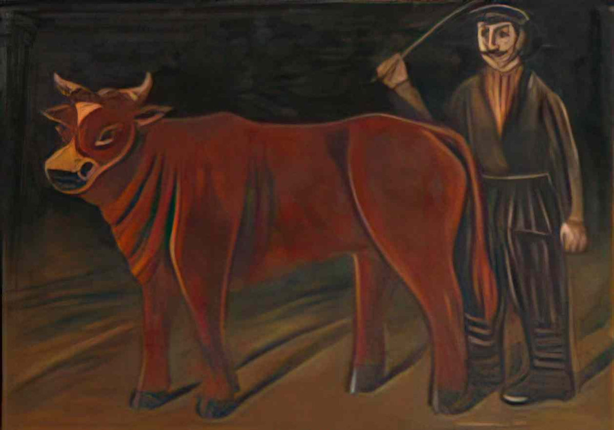 Niko Pirosmani farmer with a bull 1916 Art A4 Photo Print