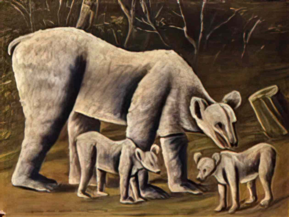Niko Pirosmani the white bear with cubs Art A4 Photo Print