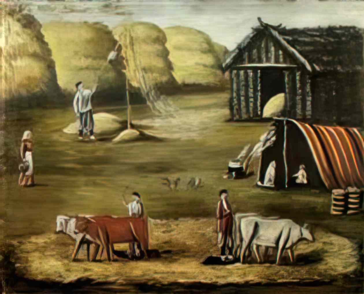 Niko Pirosmani threshing yard evening 1 Art A4 Photo Print