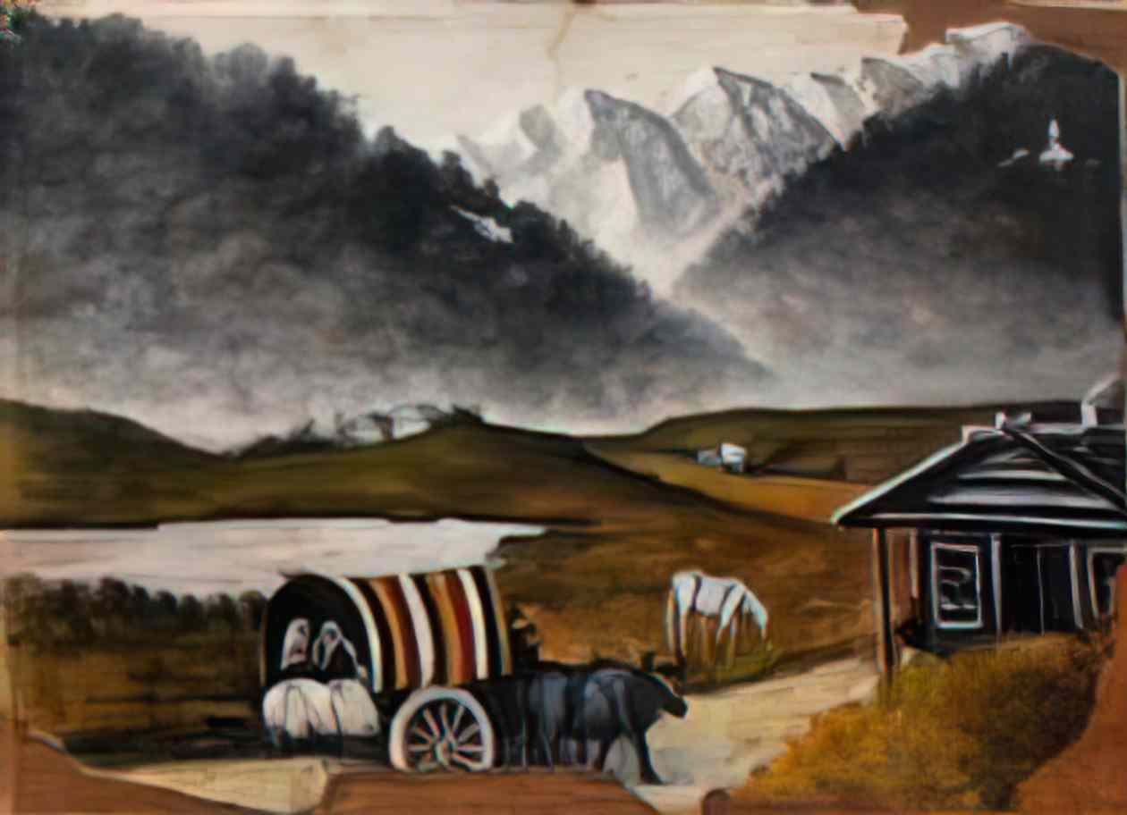 Niko Pirosmani trip by cart Art A4 Photo Print