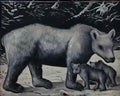 Niko Pirosmani white bear with her cubs Art A4 Photo Print