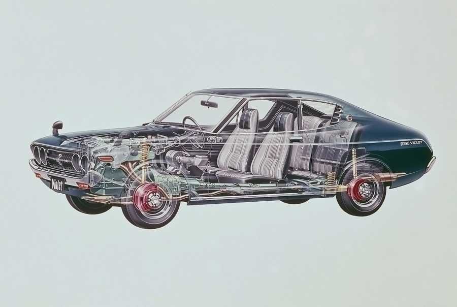 Nissan Violet SSS Coupe 1973 cutaway A4 Photo Print