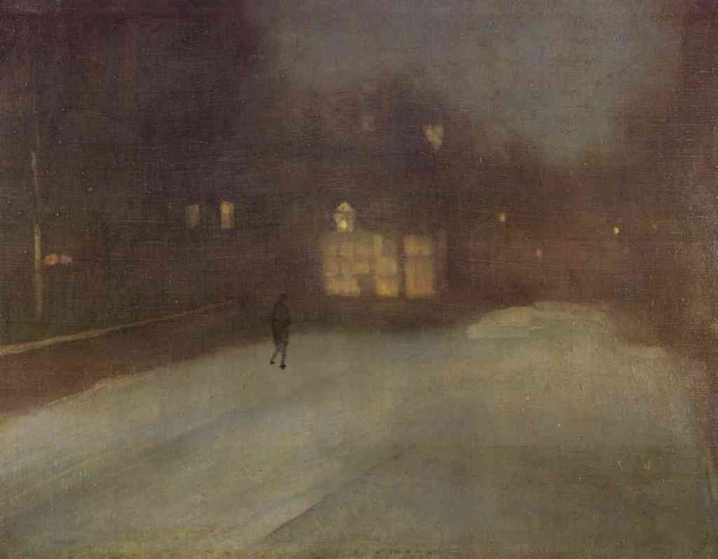 Nocturne Grey And Gold Snow In Chelsea Whistler Impressionism A4 Photo Print