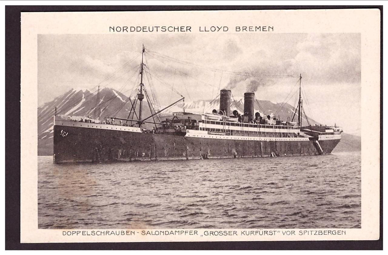 Norddeutscher Lloyd Grosser Kurfurst Atd Spitzbergen Steam ship A4 Photo Print
