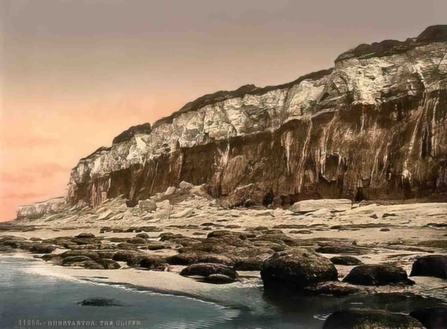 Norfolk Hunstanton Cliffs Vintage A4 Photo Print